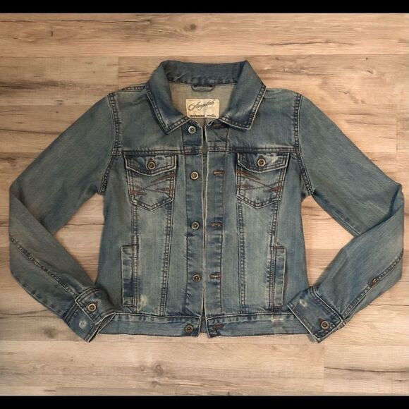 Aeropostale Girls Distressed Jean Jacket Size M - Picture 1 of 10